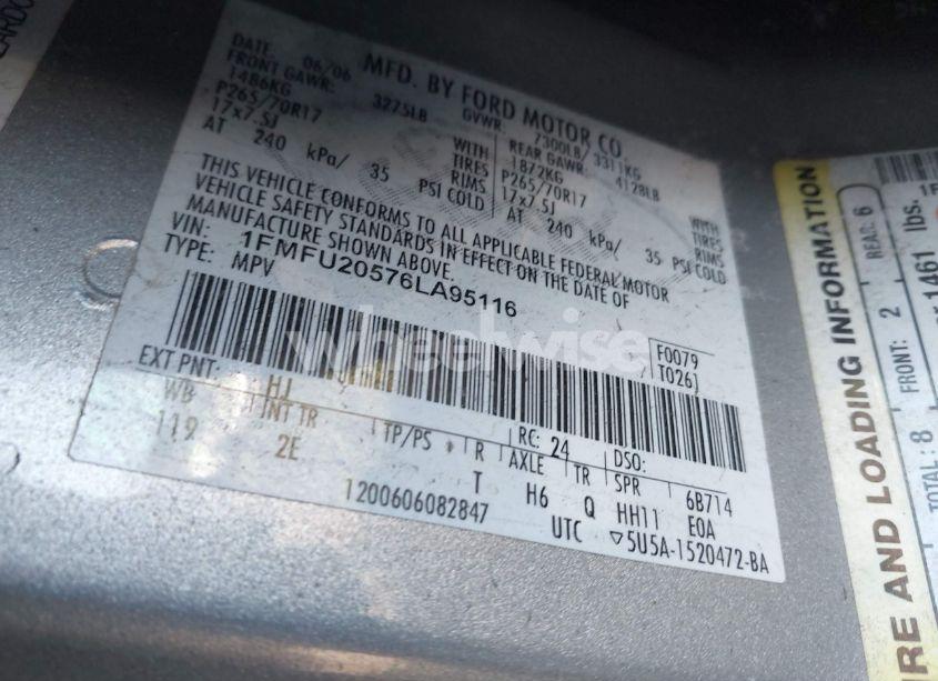 Photo 9 of 2006 Ford Expedition LIMITED (VIN 1FMFU20576LA95116)