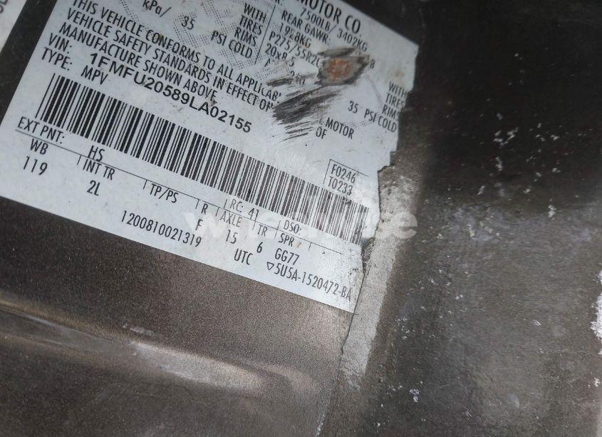 Photo 9 of 2009 Ford Expedition LIMITED (VIN 1FMFU20589LA02155)