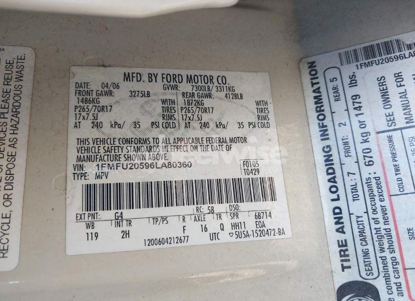 Photo 9 of 2006 Ford Expedition LIMITED (VIN 1FMFU20596LA80360)