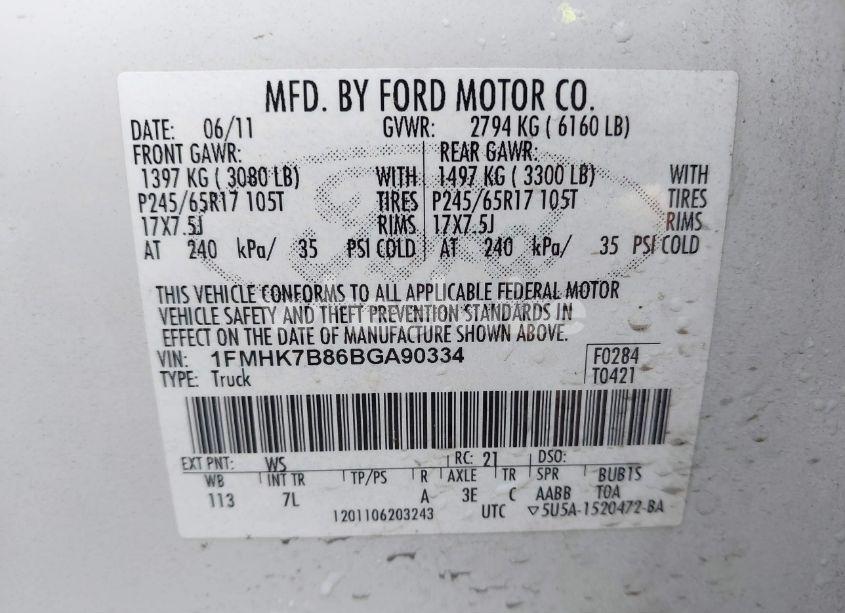 Photo 9 of 2011 Ford Explorer (VIN 1FMHK7B86BGA90334)