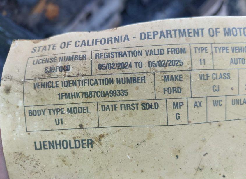 Photo 9 of 2012 Ford Explorer (VIN 1FMHK7B87CGA99335)