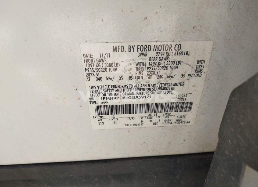 Photo 9 of 2012 Ford Explorer XLT (VIN 1FMHK7D81CGA59121)