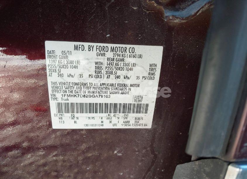 Photo 9 of 2011 Ford Explorer XLT (VIN 1FMHK7D82BGA79103)