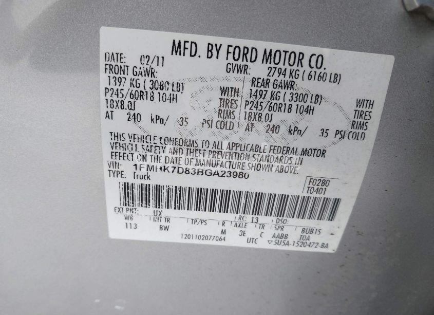 Photo 9 of 2011 Ford Explorer XLT (VIN 1FMHK7D83BGA23980)