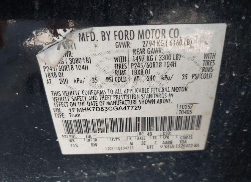 Photo 9 of 2012 Ford Explorer XLT (VIN 1FMHK7D83CGA47729)