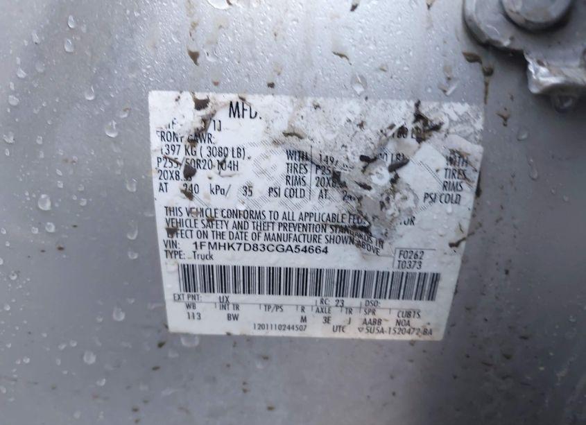 Photo 9 of 2012 Ford Explorer XLT (VIN 1FMHK7D83CGA54664)