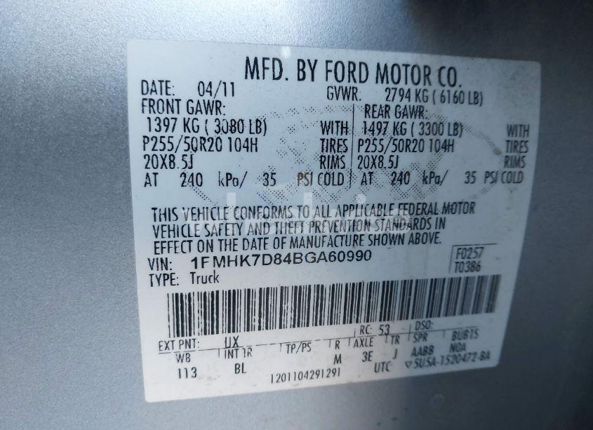 Photo 9 of 2011 Ford Explorer XLT (VIN 1FMHK7D84BGA60990)
