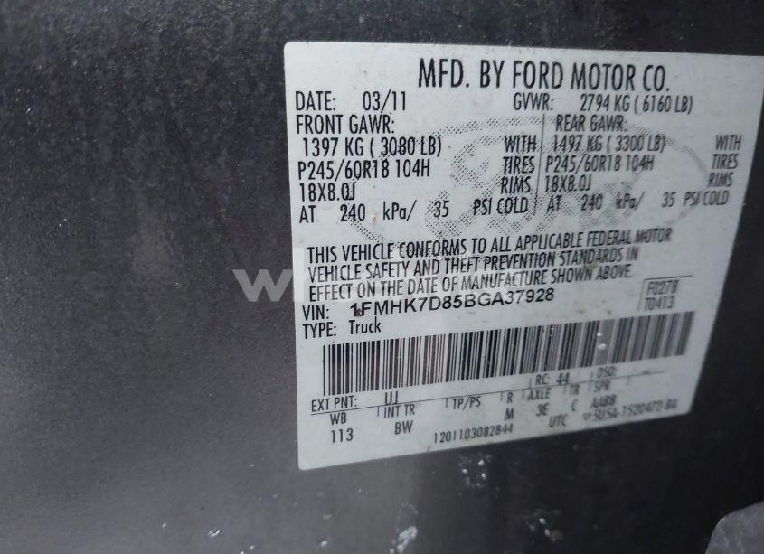 Photo 9 of 2011 Ford Explorer XLT (VIN 1FMHK7D85BGA37928)