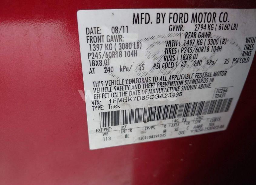 Photo 9 of 2012 Ford Explorer XLT (VIN 1FMHK7D85CGA23495)