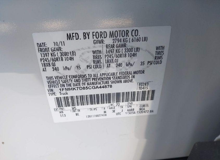 Photo 9 of 2012 Ford Explorer XLT (VIN 1FMHK7D85CGA44878)