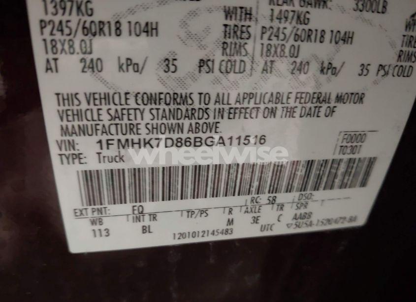 Photo 9 of 2011 Ford Explorer XLT (VIN 1FMHK7D86BGA11516)