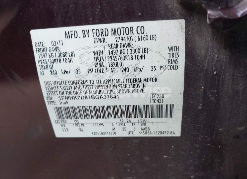 Photo 9 of 2011 Ford Explorer XLT (VIN 1FMHK7D87BGA37641)