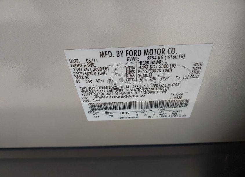 Photo 9 of 2011 Ford Explorer XLT (VIN 1FMHK7D88BGA63360)