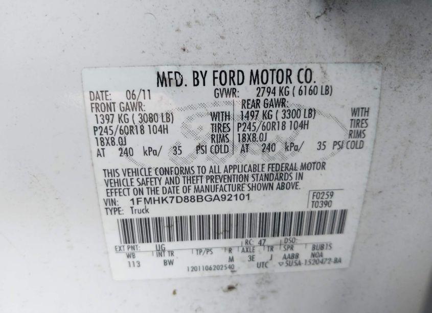 Photo 9 of 2011 Ford Explorer XLT (VIN 1FMHK7D88BGA92101)