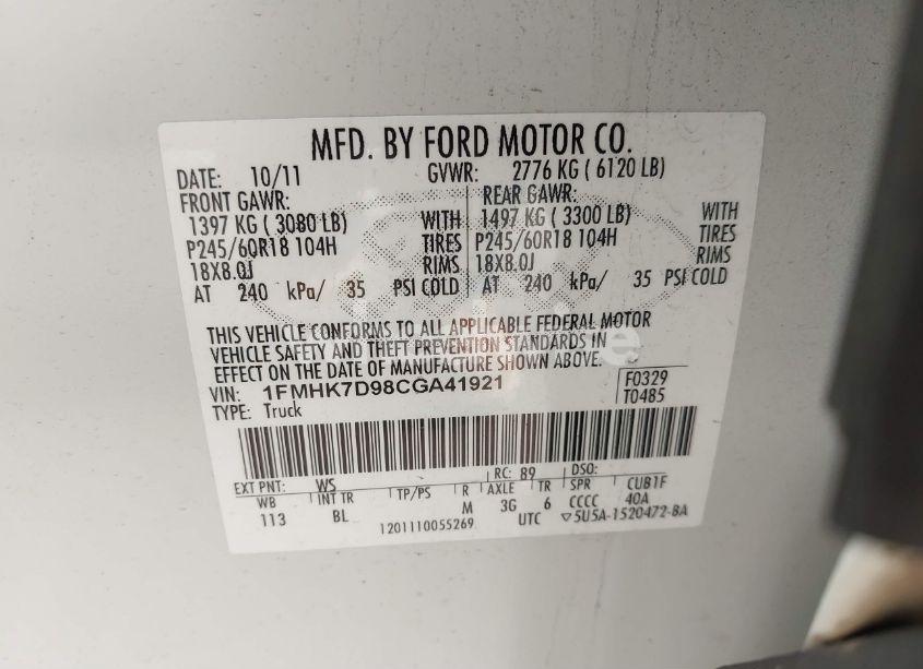 Photo 9 of 2012 Ford Explorer XLT (VIN 1FMHK7D98CGA41921)