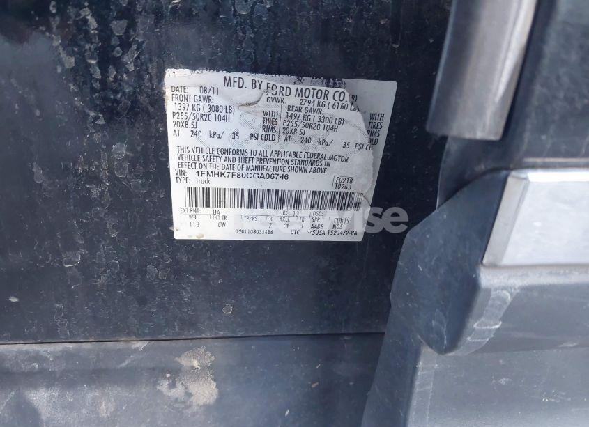 Photo 9 of 2012 Ford Explorer LIMITED (VIN 1FMHK7F80CGA06746)