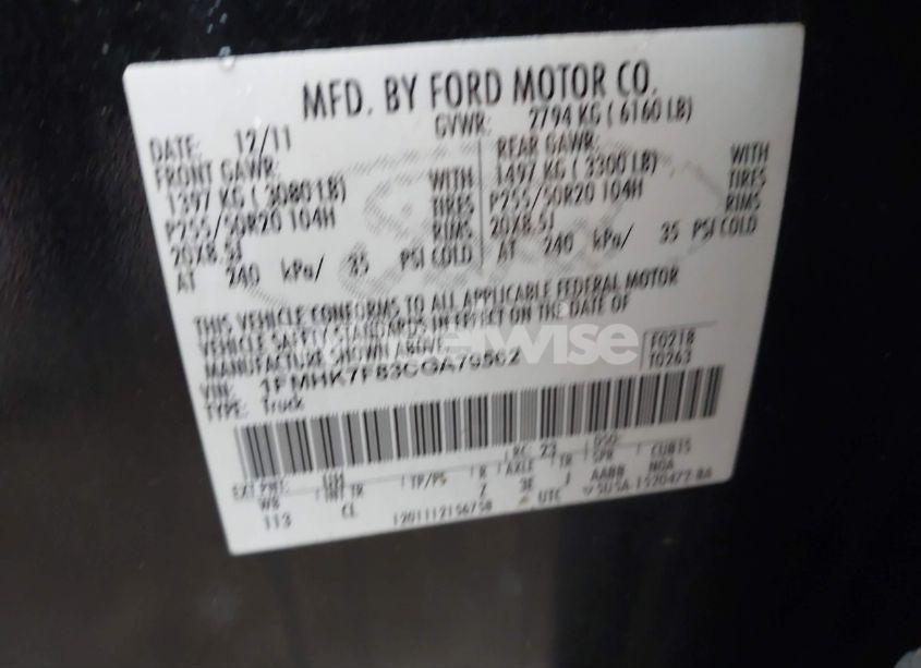 Photo 9 of 2012 Ford Explorer LIMITED (VIN 1FMHK7F83CGA79562)