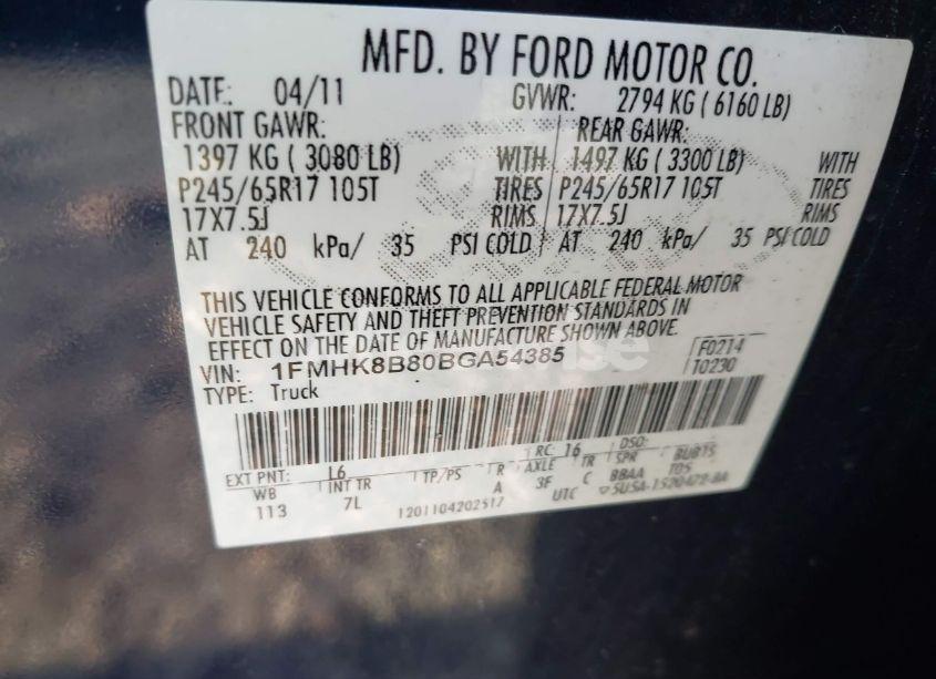 Photo 9 of 2011 Ford Explorer (VIN 1FMHK8B80BGA54385)