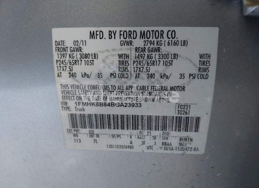 Photo 9 of 2011 Ford Explorer (VIN 1FMHK8B84BGA23933)