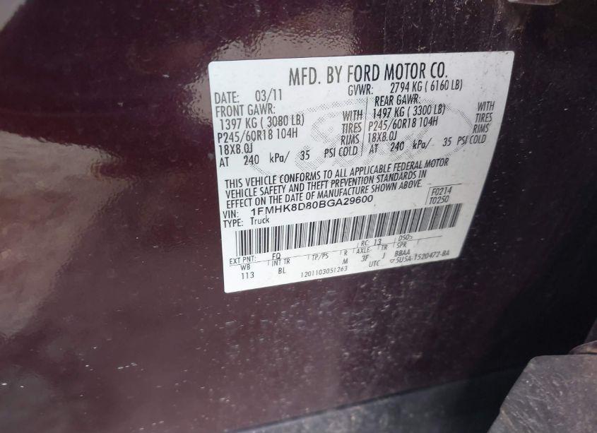 Photo 9 of 2011 Ford Explorer XLT (VIN 1FMHK8D80BGA29600)