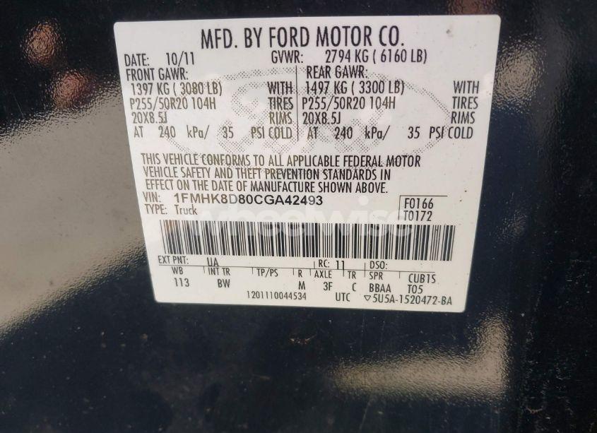 Photo 9 of 2012 Ford Explorer XLT (VIN 1FMHK8D80CGA42493)