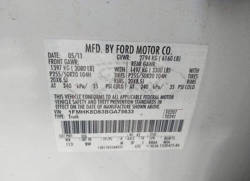 Photo 9 of 2011 Ford Explorer XLT (VIN 1FMHK8D83BGA75633)