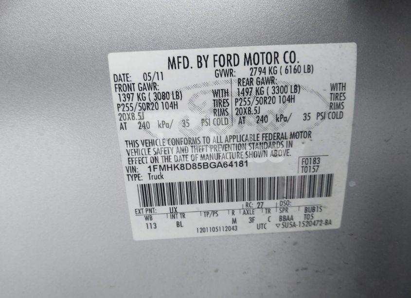 Photo 9 of 2011 Ford Explorer XLT (VIN 1FMHK8D85BGA64181)