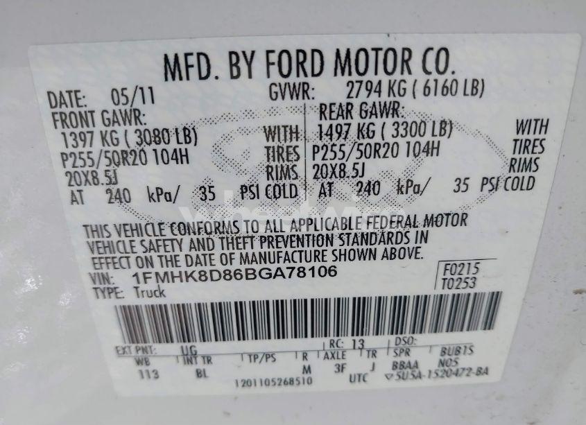 Photo 9 of 2011 Ford Explorer XLT (VIN 1FMHK8D86BGA78106)