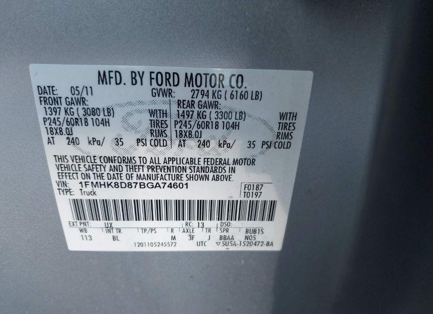 Photo 9 of 2011 Ford Explorer XLT (VIN 1FMHK8D87BGA74601)