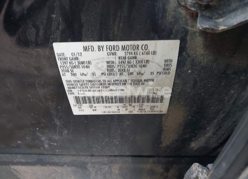 Photo 9 of 2012 Ford Explorer XLT (VIN 1FMHK8D87CGB00776)