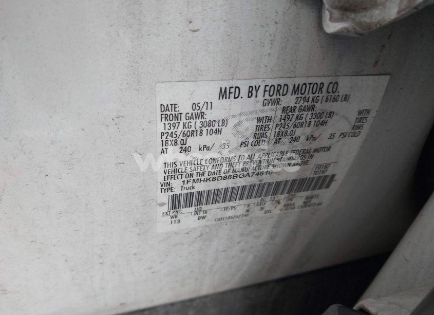 Photo 9 of 2011 Ford Explorer XLT (VIN 1FMHK8D88BGA74610)