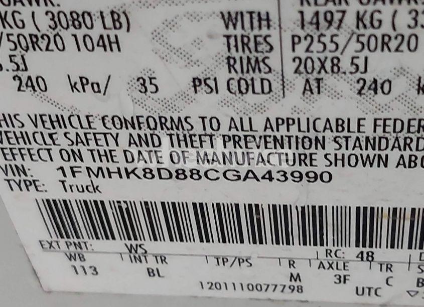 Photo 9 of 2012 Ford Explorer XLT (VIN 1FMHK8D88CGA43990)