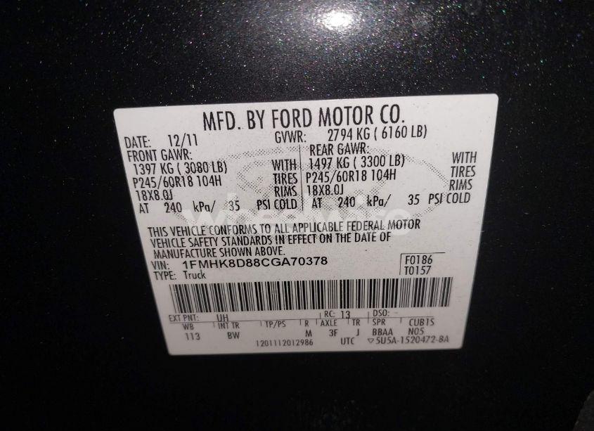 Photo 9 of 2012 Ford Explorer XLT (VIN 1FMHK8D88CGA70378)