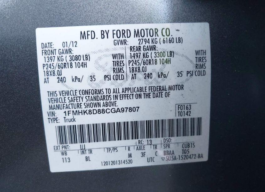 Photo 9 of 2012 Ford Explorer XLT (VIN 1FMHK8D88CGA97807)