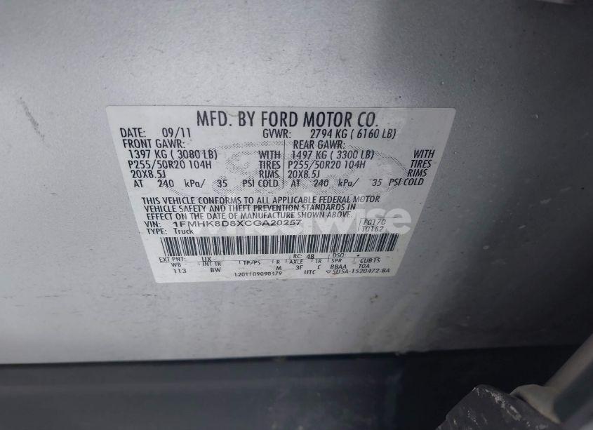 Photo 9 of 2012 Ford Explorer XLT (VIN 1FMHK8D8XCGA20257)