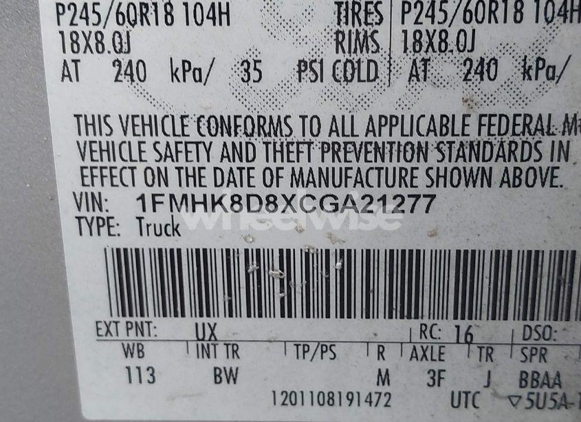 Photo 9 of 2012 Ford Explorer XLT (VIN 1FMHK8D8XCGA21277)