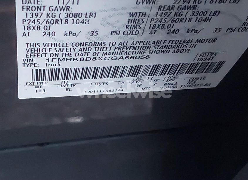 Photo 9 of 2012 Ford Explorer XLT (VIN 1FMHK8D8XCGA66056)