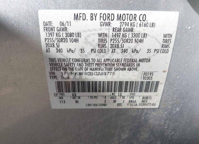 Photo 9 of 2011 Ford Explorer LIMITED (VIN 1FMHK8F80BGA85775)