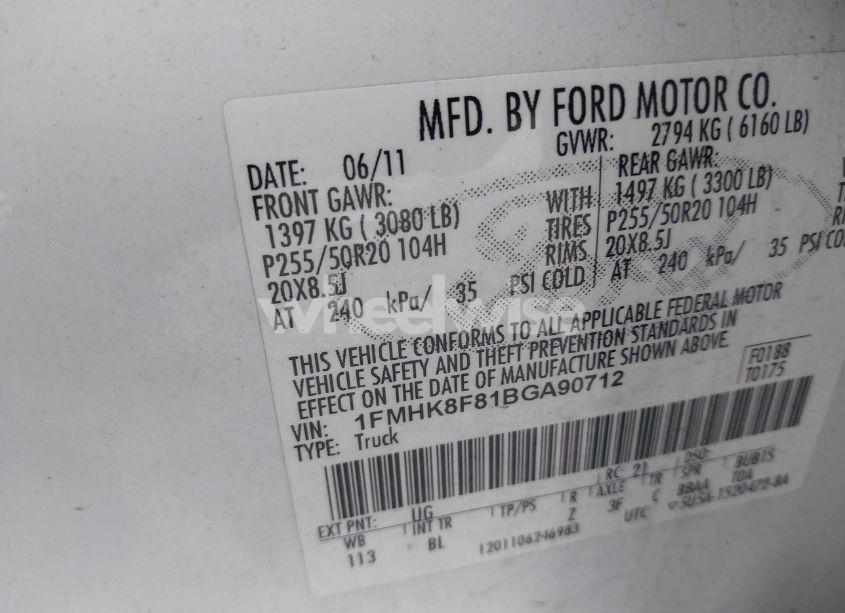 Photo 9 of 2011 Ford Explorer LIMITED (VIN 1FMHK8F81BGA90712)