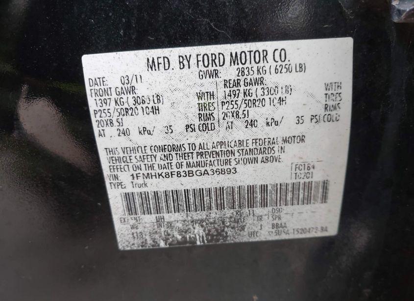 Photo 9 of 2011 Ford Explorer LIMITED (VIN 1FMHK8F83BGA36893)