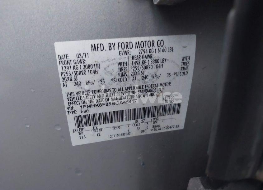 Photo 9 of 2011 Ford Explorer LIMITED (VIN 1FMHK8F85BGA45417)