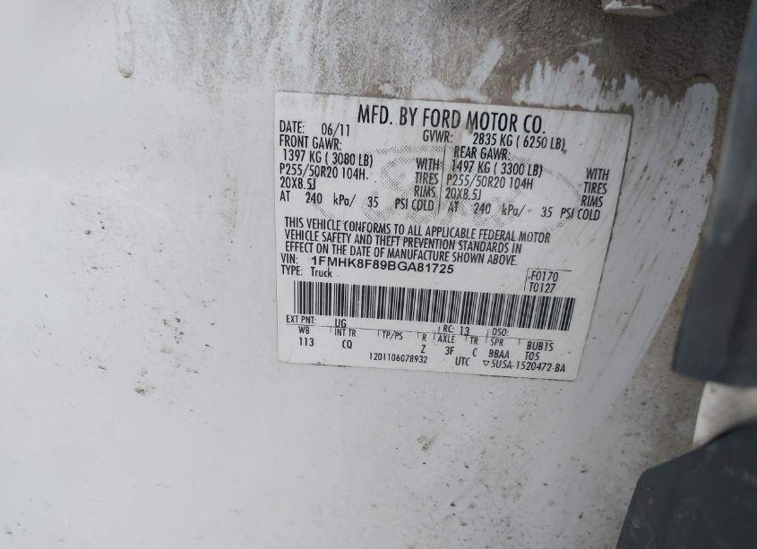 Photo 9 of 2011 Ford Explorer LIMITED (VIN 1FMHK8F89BGA81725)