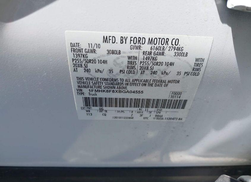 Photo 9 of 2011 Ford Explorer LIMITED (VIN 1FMHK8F8XBGA04555)