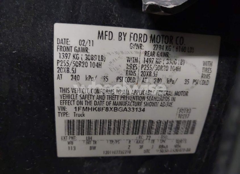 Photo 9 of 2011 Ford Explorer LIMITED (VIN 1FMHK8F8XBGA33134)