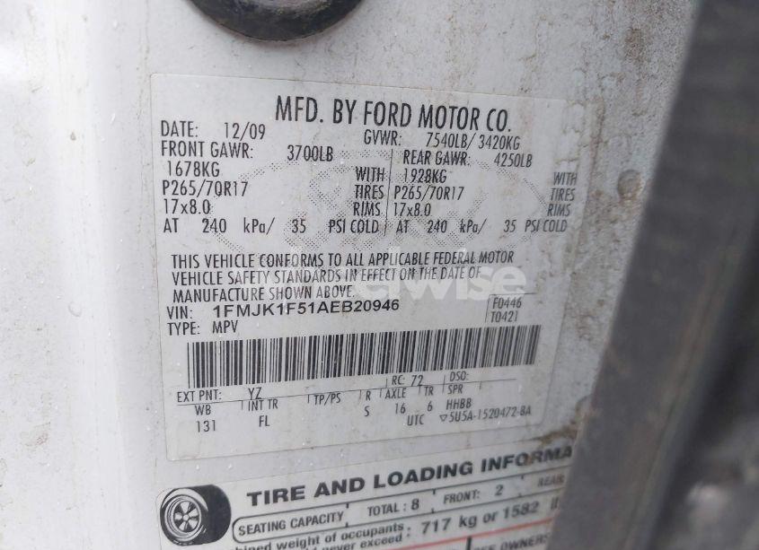 Photo 9 of 2010 Ford Expedition EL XLT (VIN 1FMJK1F51AEB20946)