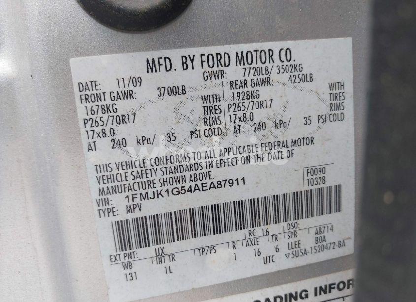 Photo 9 of 2010 Ford Expedition EL XLT (VIN 1FMJK1G54AEA87911)