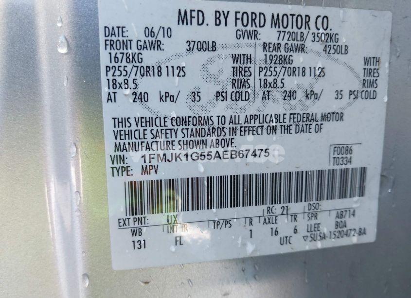 Photo 9 of 2010 Ford Expedition EL XLT (VIN 1FMJK1G55AEB67475)