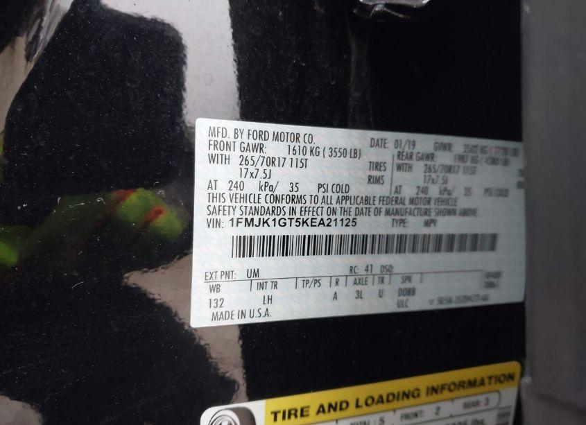 Photo 9 of 2019 Ford Expedition MAX XL (VIN 1FMJK1GT5KEA21125)