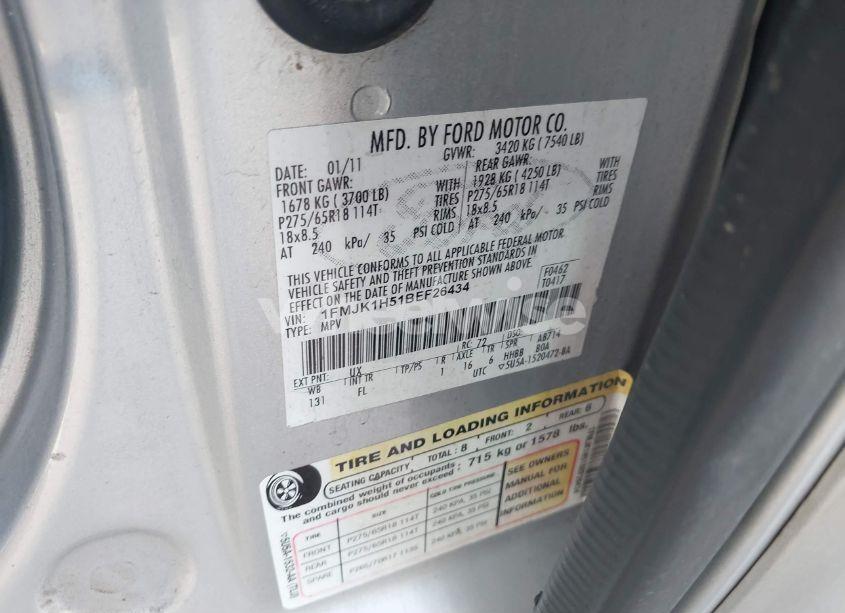 Photo 9 of 2011 Ford Expedition EL XLT (VIN 1FMJK1H51BEF26434)