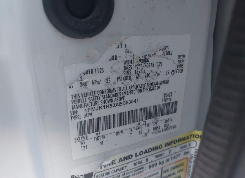 Photo 9 of 2010 Ford Expedition EL EDDIE BAUER/KING RANCH (VIN 1FMJK1H53AEB53041)